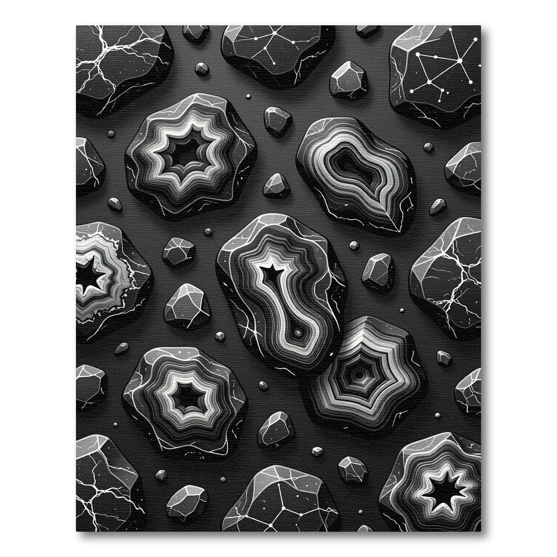 Monochrome Agate Stone Starburst Composition Rug