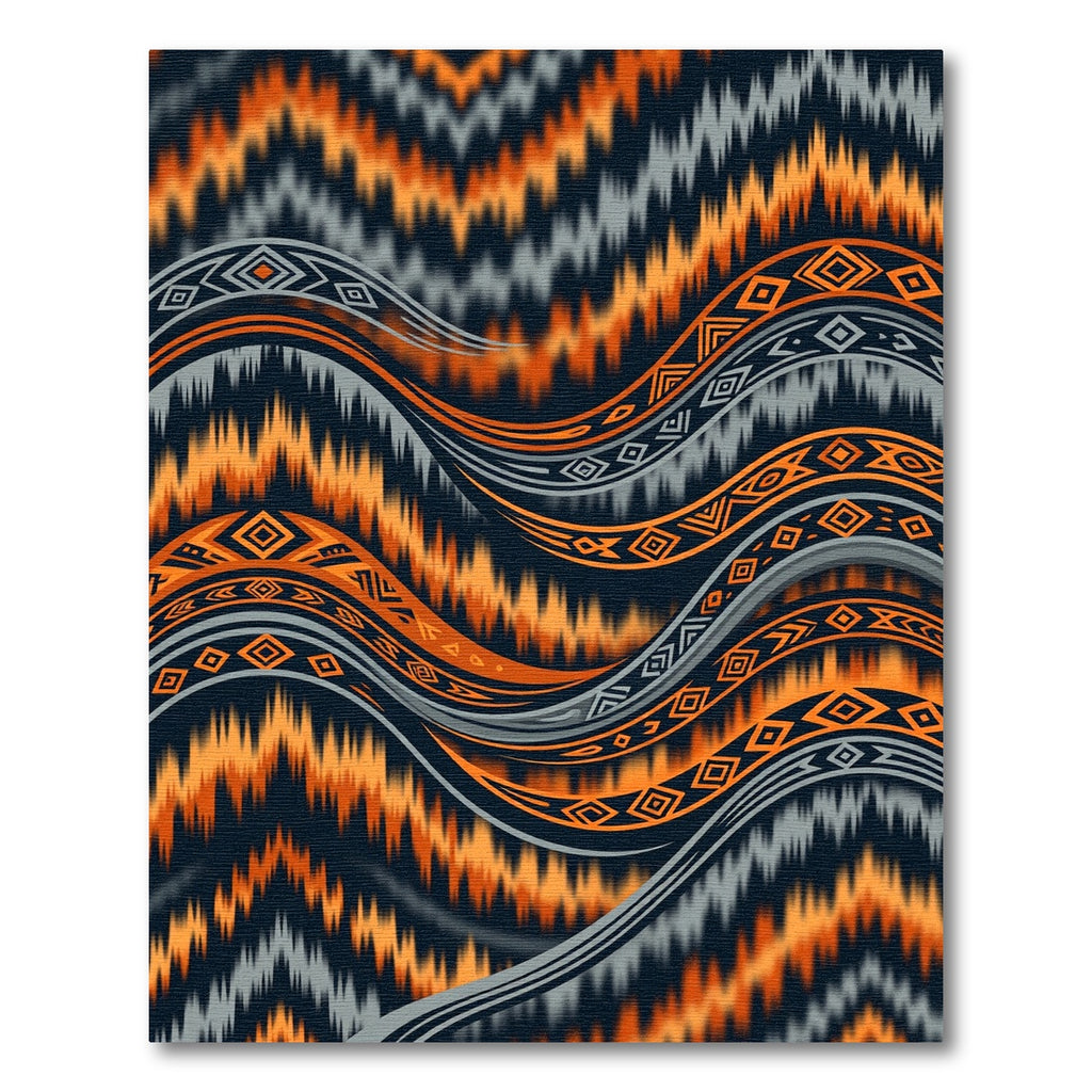 Abstract Burnt Orange Tribal Wave Rug