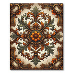 Ornate Golden Amber Acanthus Scroll Tapestry Rug