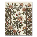 Vintage Cream Rose Trellis Botanical Rug