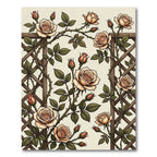 Vintage Cream Rose Trellis Botanical Rug
