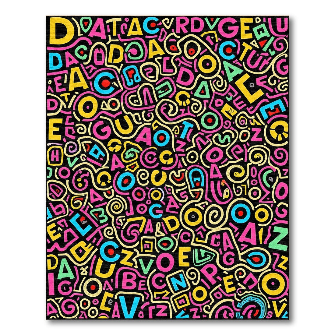 Vibrant Alphabet Chaos Collage Rug