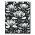 Monochrome White Magnolia Botanical Bloom Rug