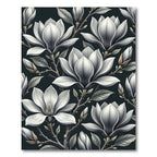 Monochrome White Magnolia Botanical Bloom Rug