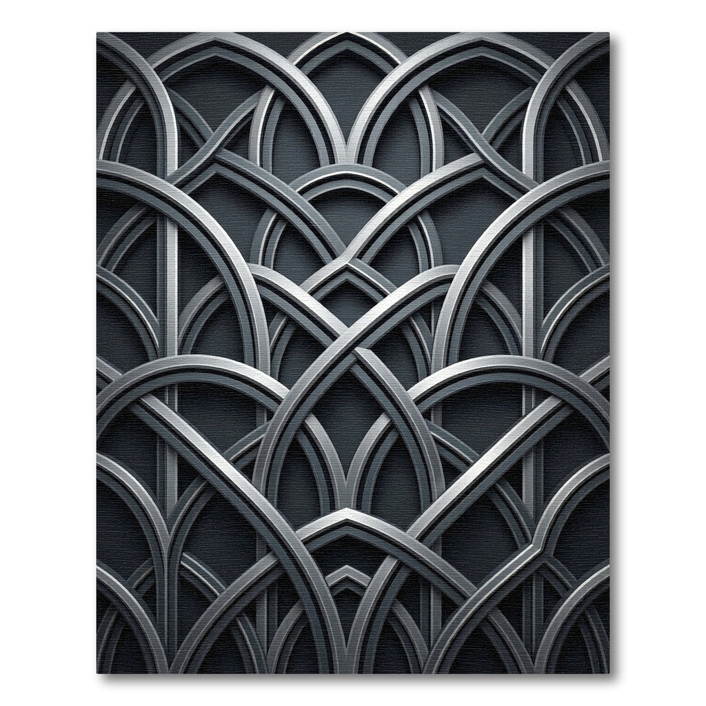 Sophisticated Midnight Silver Interlocking Arch Rug