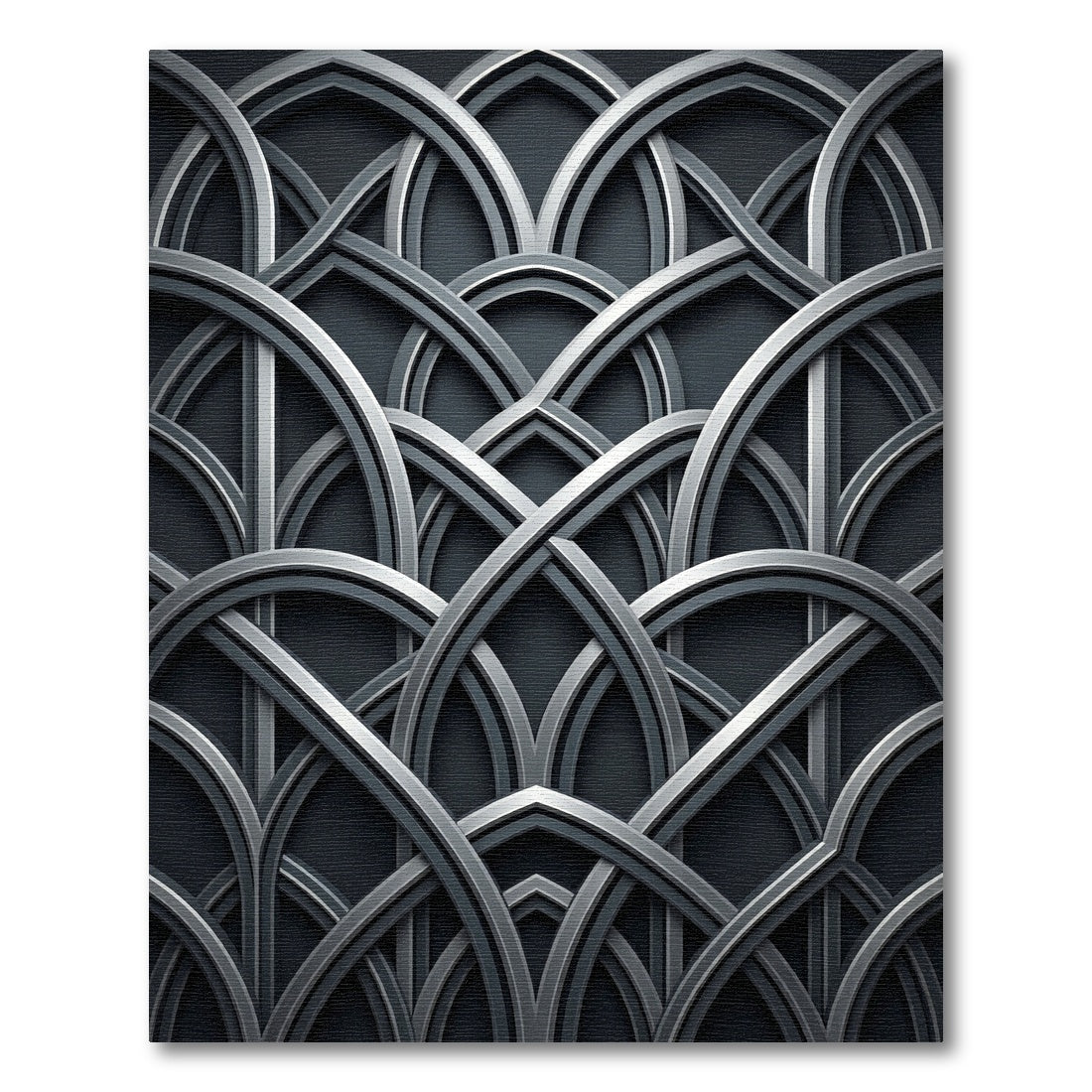 Sophisticated Midnight Silver Interlocking Arch Rug