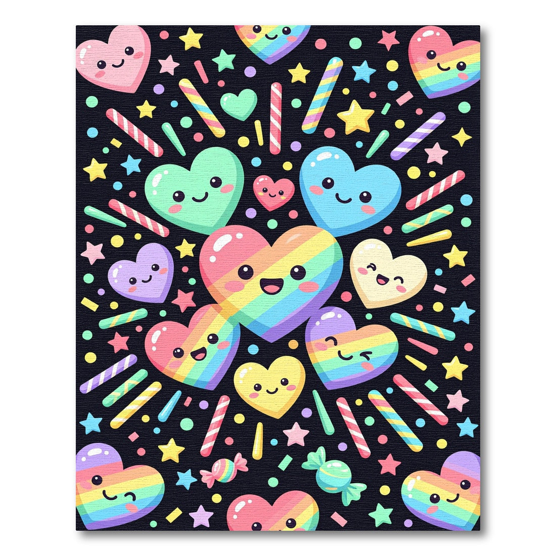 Cute Rainbow Heart Candy Star Pattern Rug