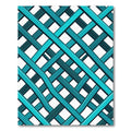 Cyan Linear Intersecting Lattice Grid Rug