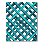 Cyan Linear Intersecting Lattice Grid Rug