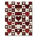 Red White Dark Brown Heart Checkerboard Rug
