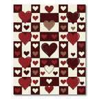 Red White Dark Brown Heart Checkerboard Rug