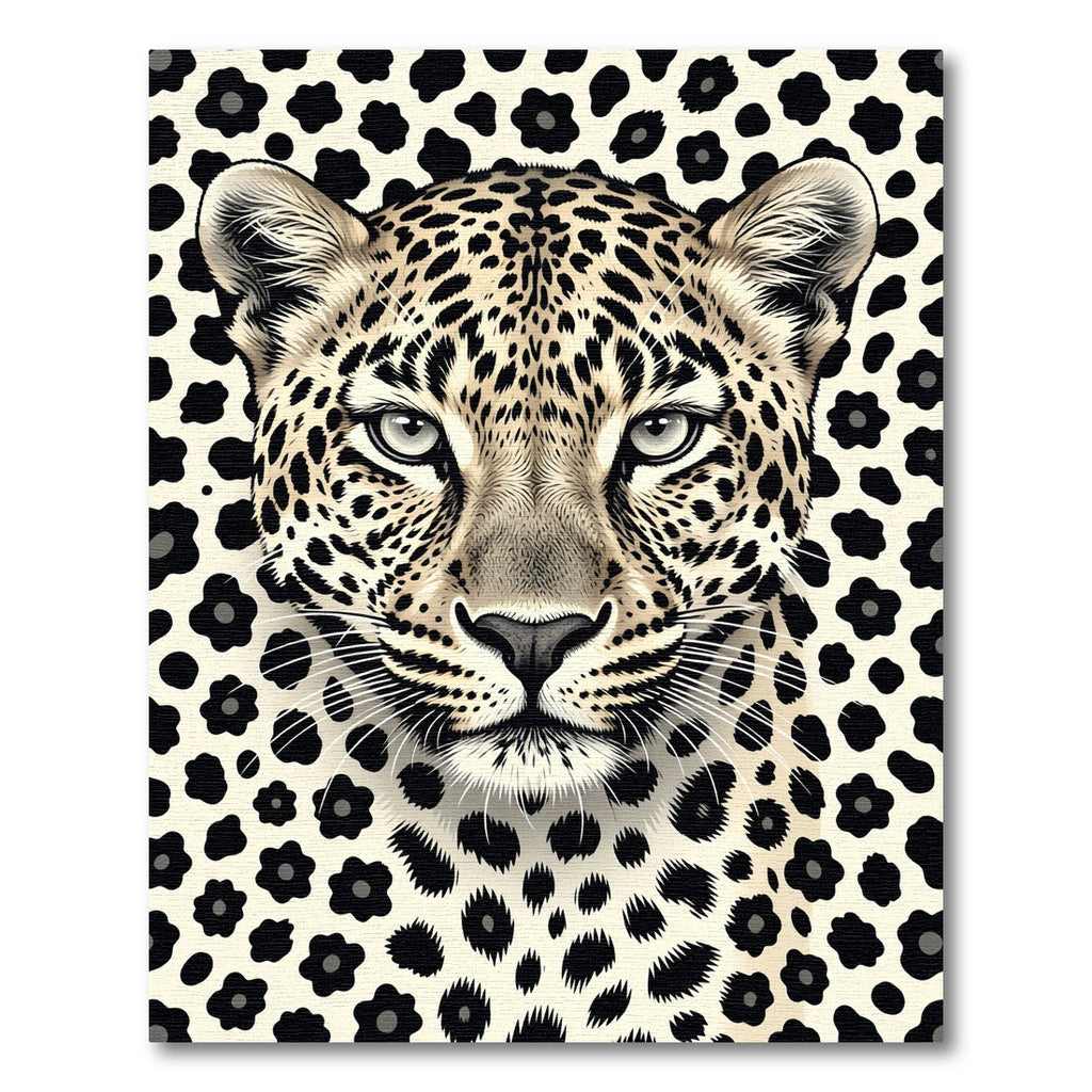 Bold Black Spotted Leopard Portrait Rug