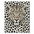 Bold Black Spotted Leopard Portrait Rug