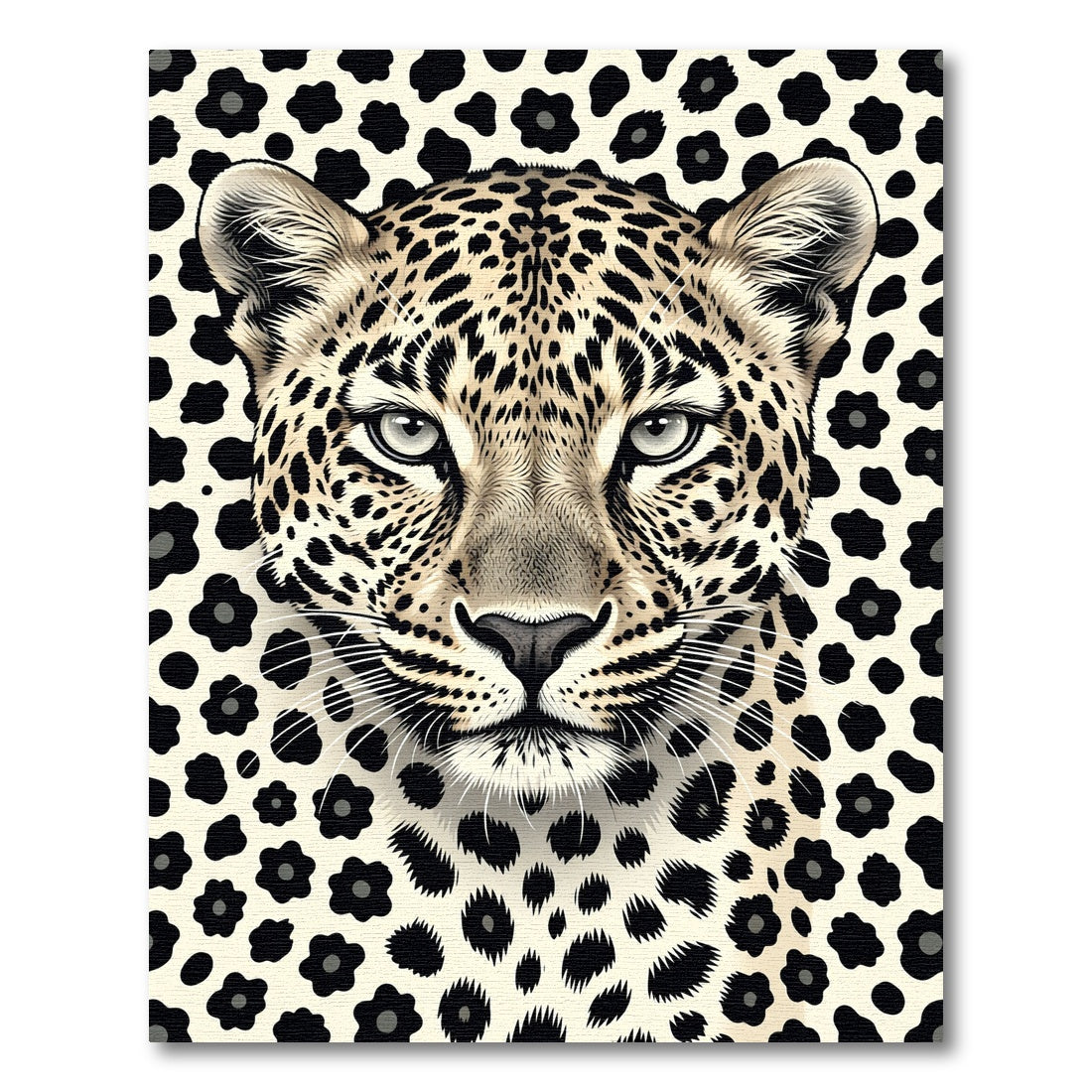 Bold Black Spotted Leopard Portrait Rug