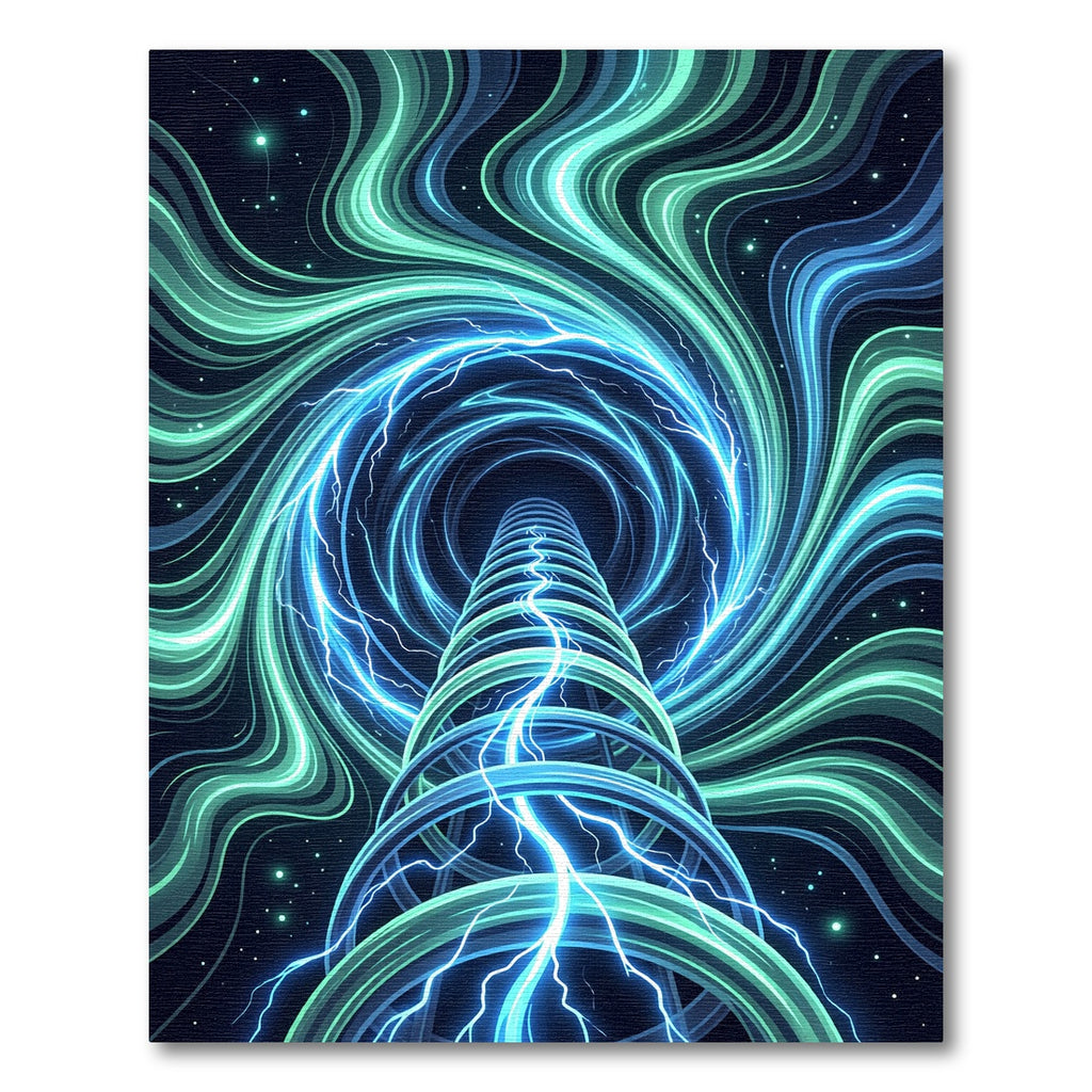 Ethereal Blue Neon Galactic Vortex Vortex Rug