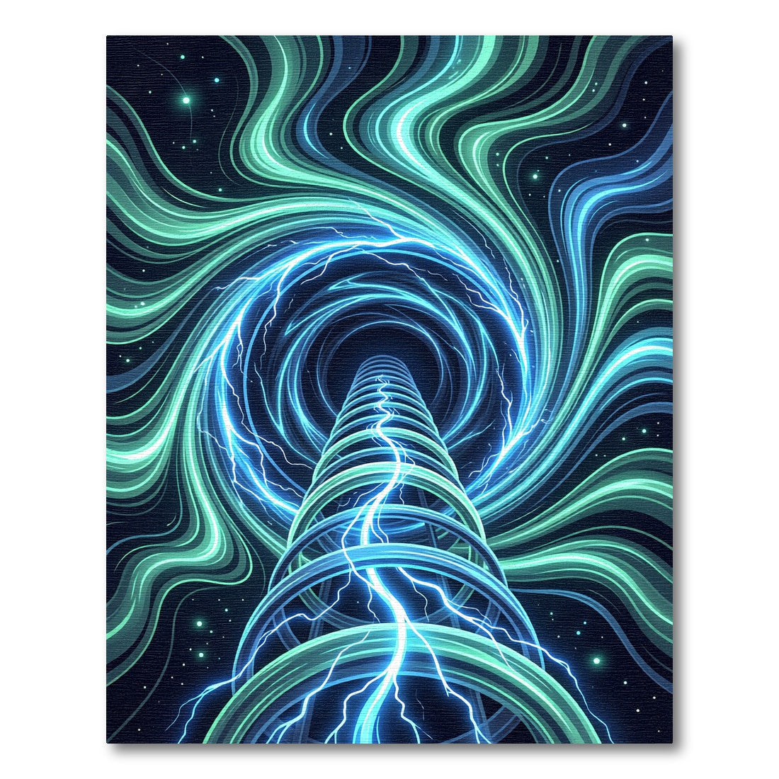 Ethereal Blue Neon Galactic Vortex Vortex Rug