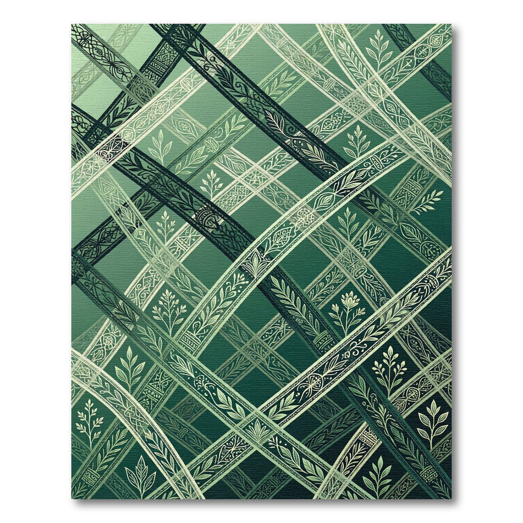 Emerald Intricate Botanical Lattice Rug