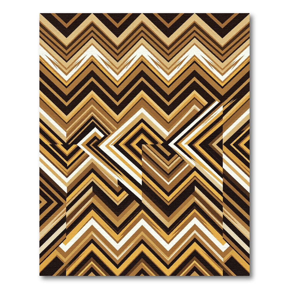 Rich Gold Zigzag Geometric Layers Rug
