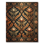 Gilded Floral Crown Damask Black Rug