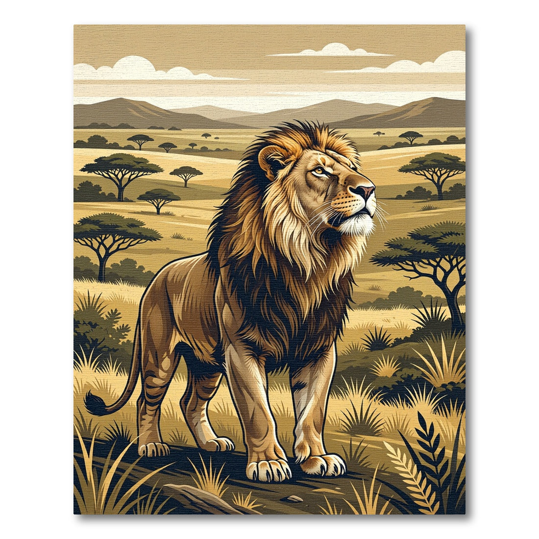 Majestic Lion Savannah Wildlife Rug