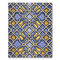 Golden Azure Geometric Lattice Interlocking Tile Rug