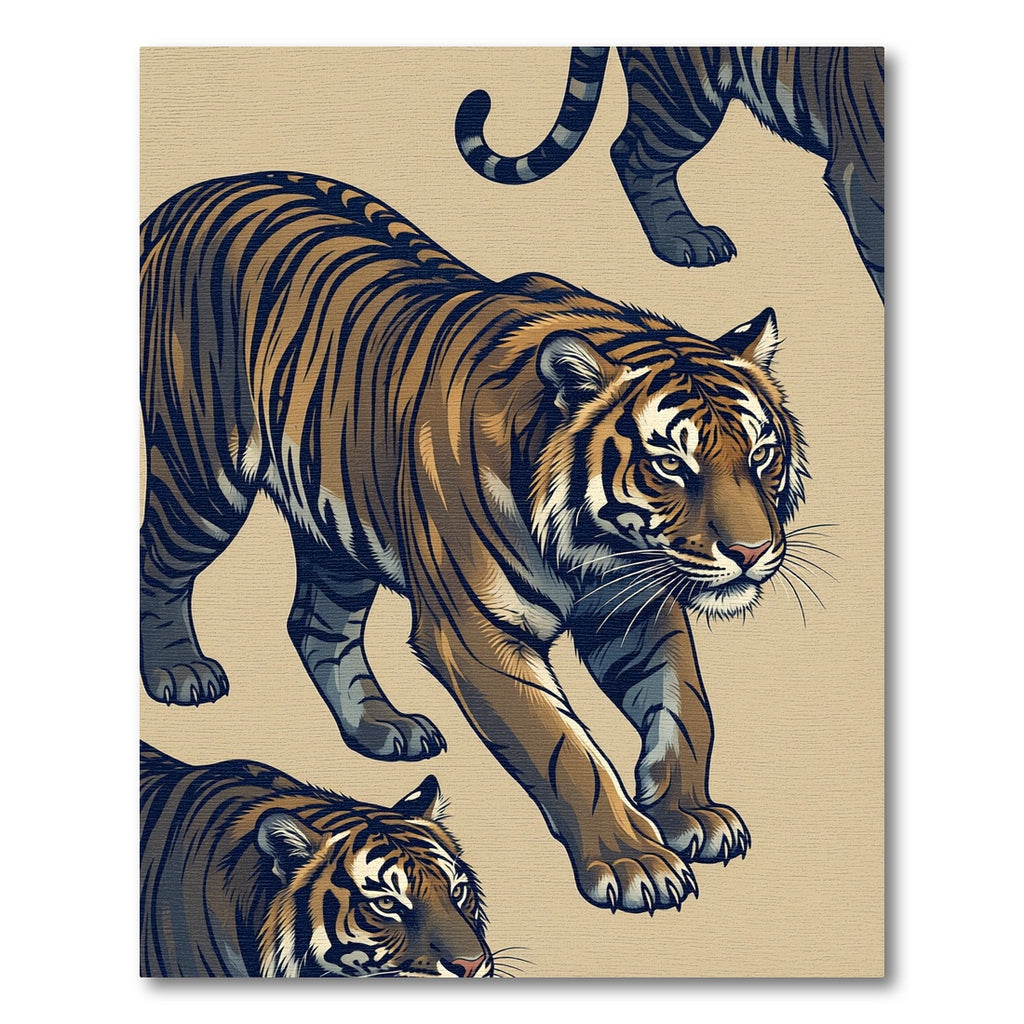 Majestic Golden Tiger Striped Illustration Rug