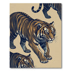 Majestic Golden Tiger Striped Illustration Rug