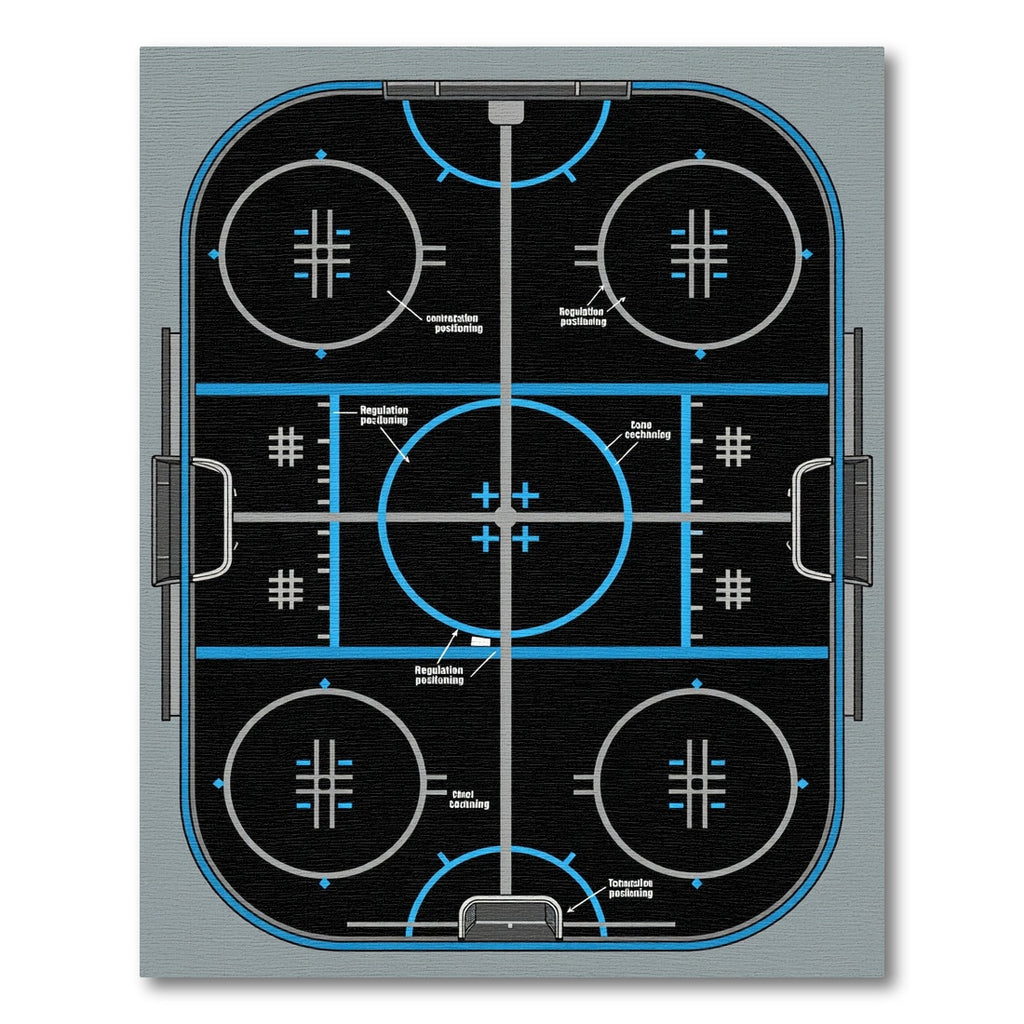 Modern Blue Black Hockey Rink Rug