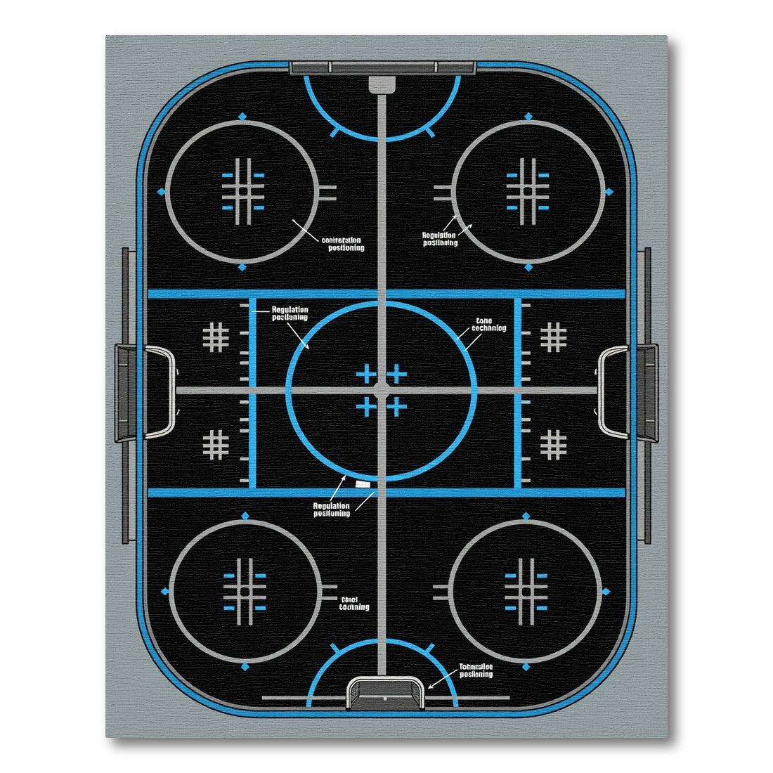 Modern Blue Black Hockey Rink Rug
