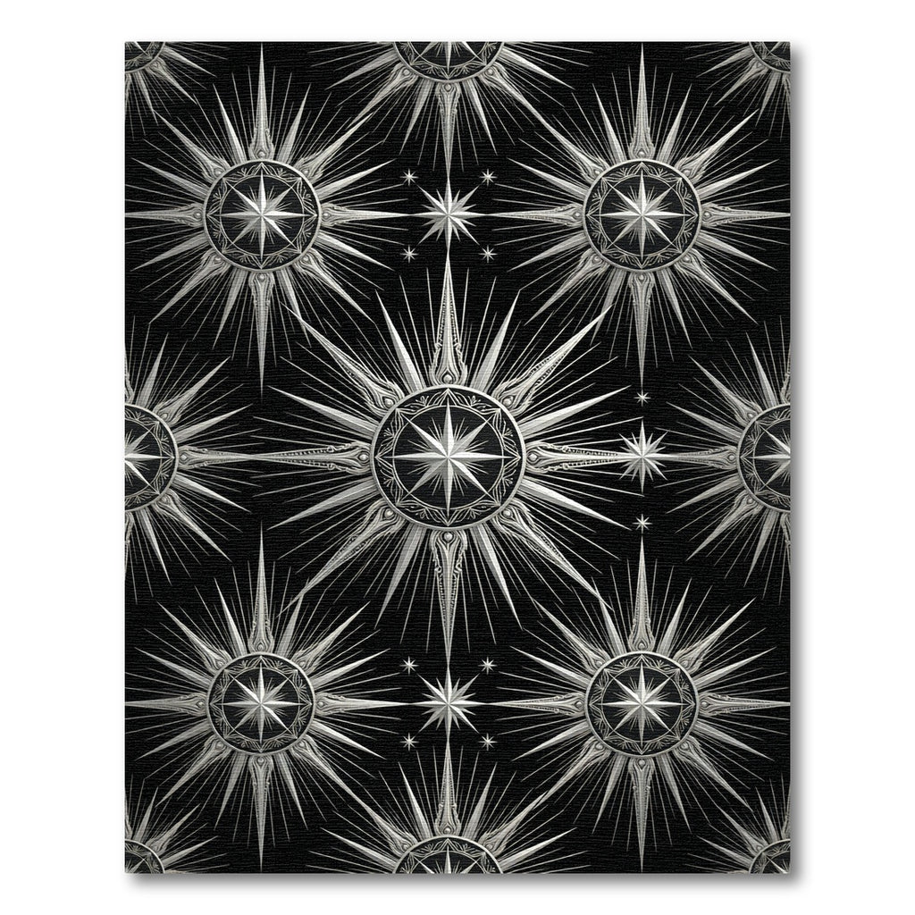 Celestial Silver Starburst Medallion Rug