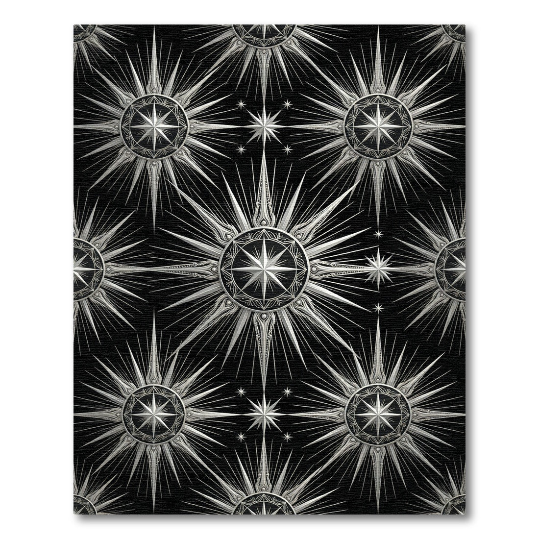 Celestial Silver Starburst Medallion Rug