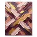 Rich Burgundy Gold Paint Strokes Rug
