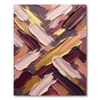 Rich Burgundy Gold Paint Strokes Rug