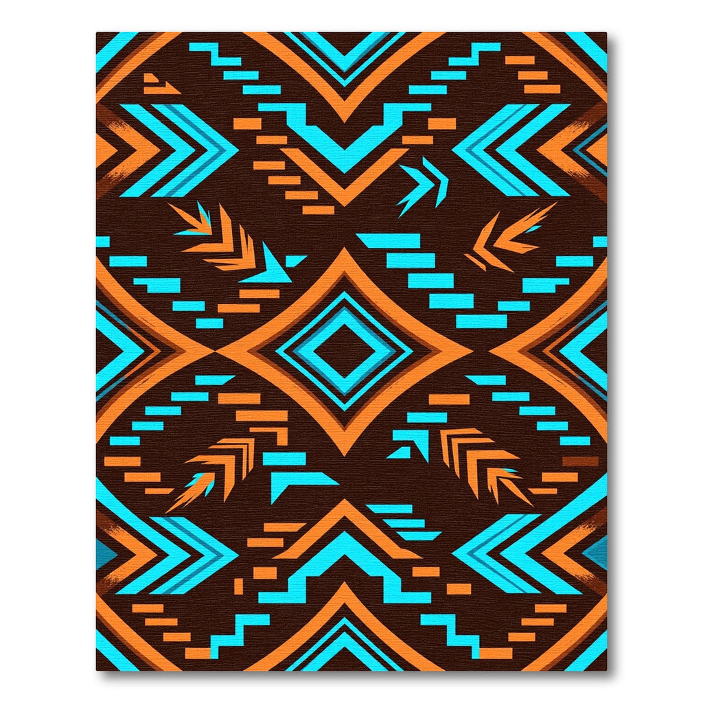 Vibrant Orange Teal Geometric Abstract Rug
