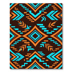 Vibrant Orange Teal Geometric Abstract Rug