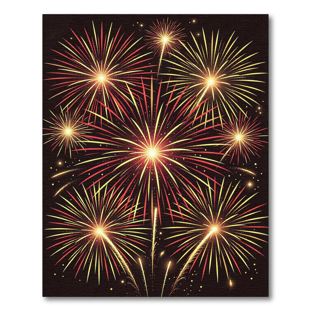 Golden Red Bursting Fireworks Celebration Rug