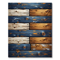 Rustic Blue and Tan Wood Plank Rug