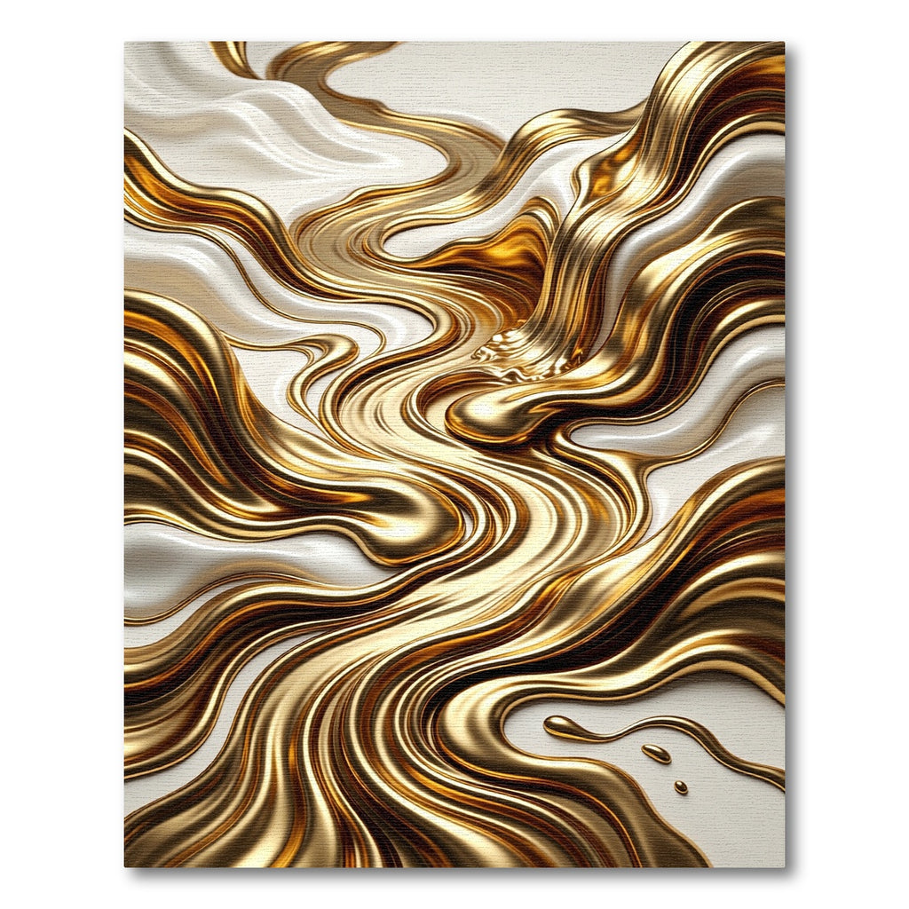 Liquid Gold Swirl Abstract Rug