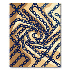 Navy Blue Linked Chain Spiral Whirl Rug