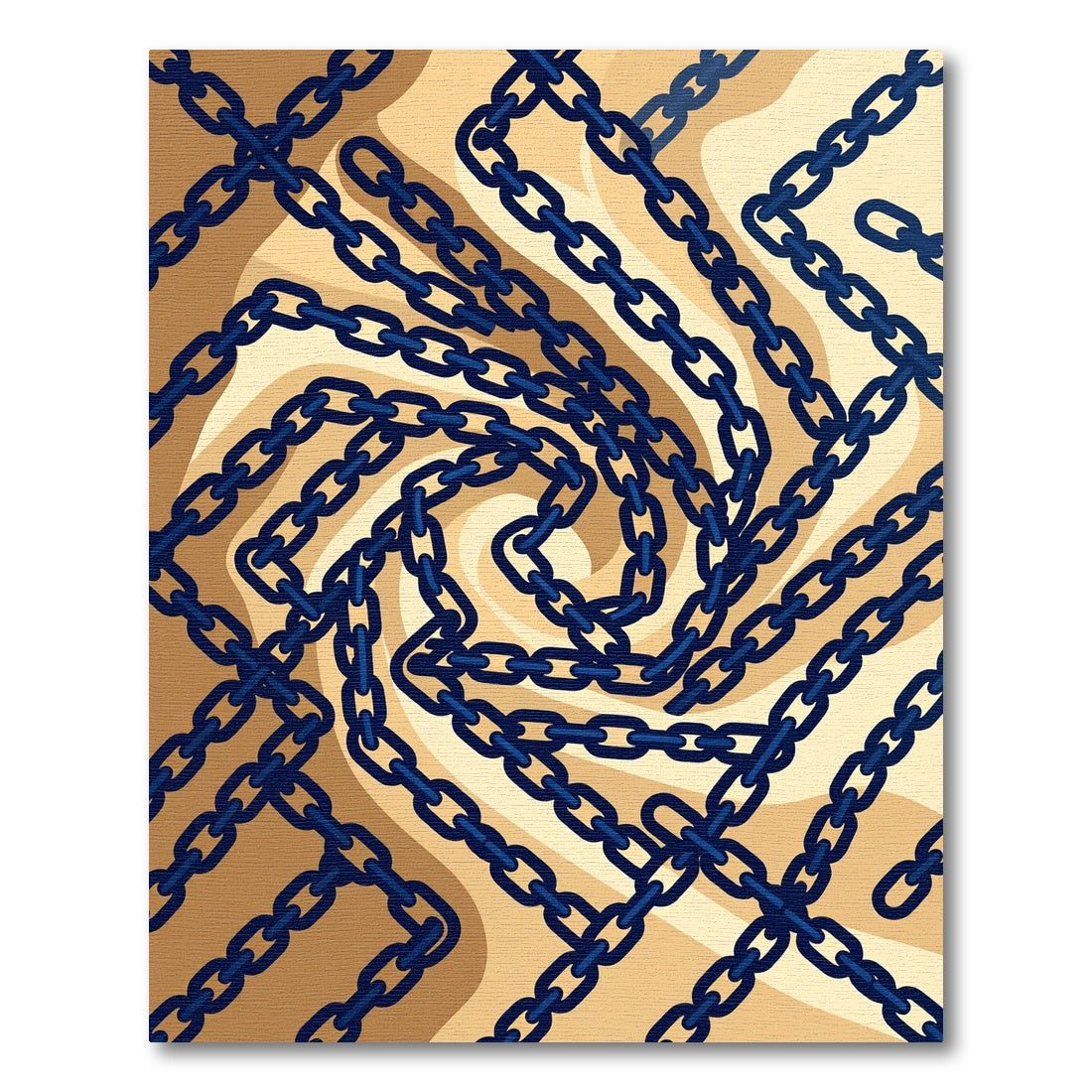 Navy Blue Linked Chain Spiral Whirl Rug