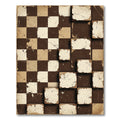 Distressed Chocolate Brown Checkerboard Grid Rug