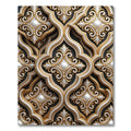Ornate Gold and Pearl Damask Medallion Rug