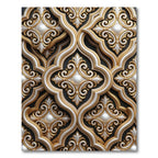 Ornate Gold and Pearl Damask Medallion Rug