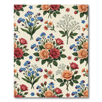 Coral and Rose Botanical Bouquet Arrangement Rug