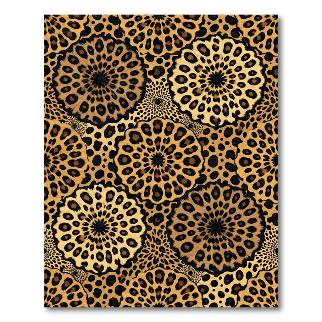 Golden Leopard Medallion Flora Rug