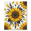 Bold Yellow Sunflower Charcoal Floral Illustration Rug
