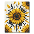 Bold Yellow Sunflower Charcoal Floral Illustration Rug