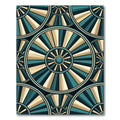 Teal Gold Radial Sunburst Medallion Rug