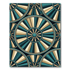 Teal Gold Radial Sunburst Medallion Rug