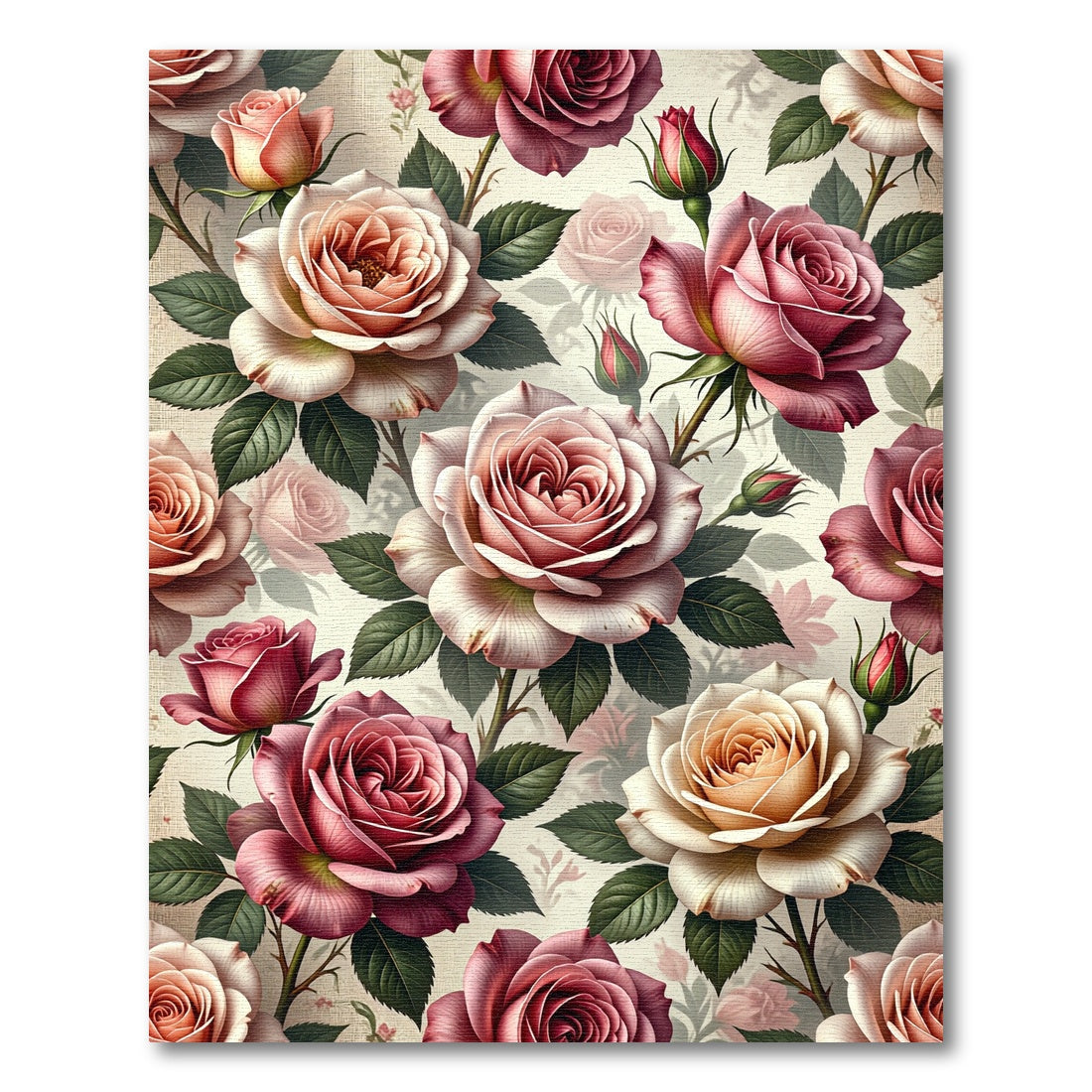 Romantic Pink Peach Rose Garden Rug